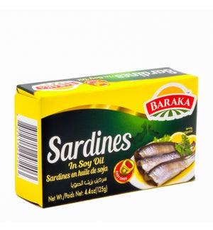 Sardines in Soy Oil  "Baraka" 125g x 50